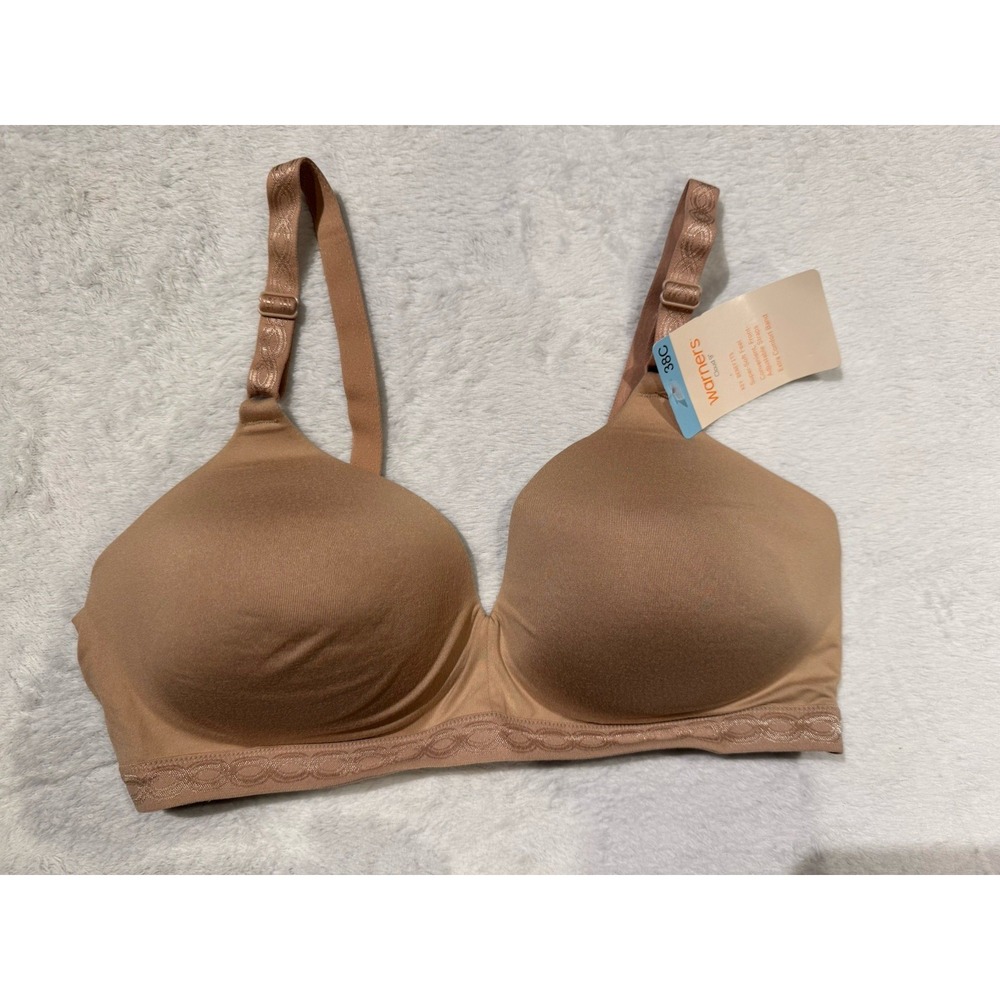Warner's 38C Cloud 9 Super Soft Wireless Lightly Lined Comfort Bra 1269, Almond